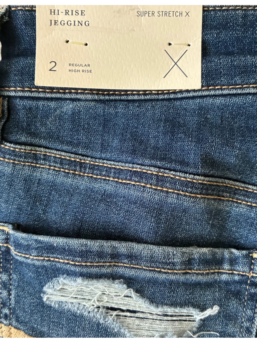 American Eagle Outfitters Dark Wash Distressed Super Stretch Skinny Jeans - Picture 5 of 5